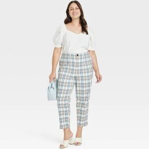 AVA & VIV - Cream Plaid Comfort Waist Stretch Ankle Dress Pants - size 18W - new